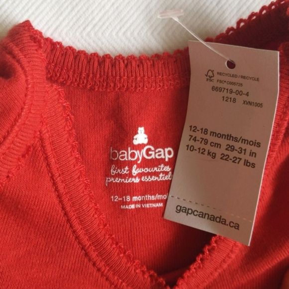 NEW babyGap christmas long sleeve bodysuit diaper shirt 12-18 months baby girl - Picture 3 of 7